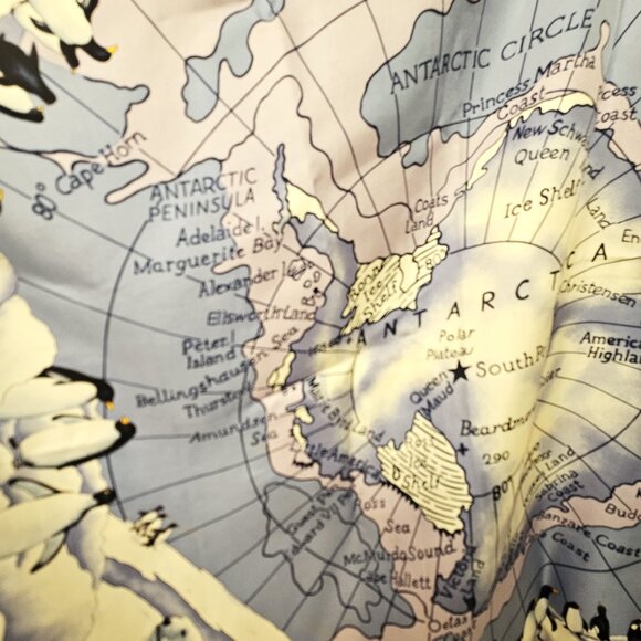 Escada rare Antarctica silk scarf map penguins ice floes polar bears - Picture 9 of 10